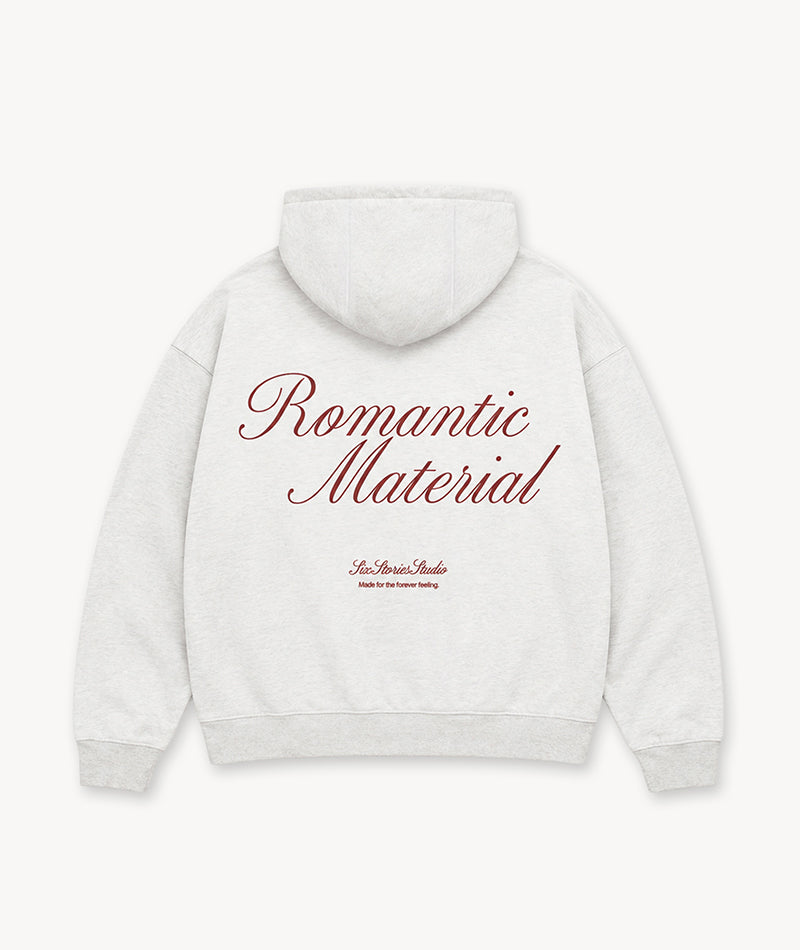Romantic Material Zip Hoodie - Grey Marl