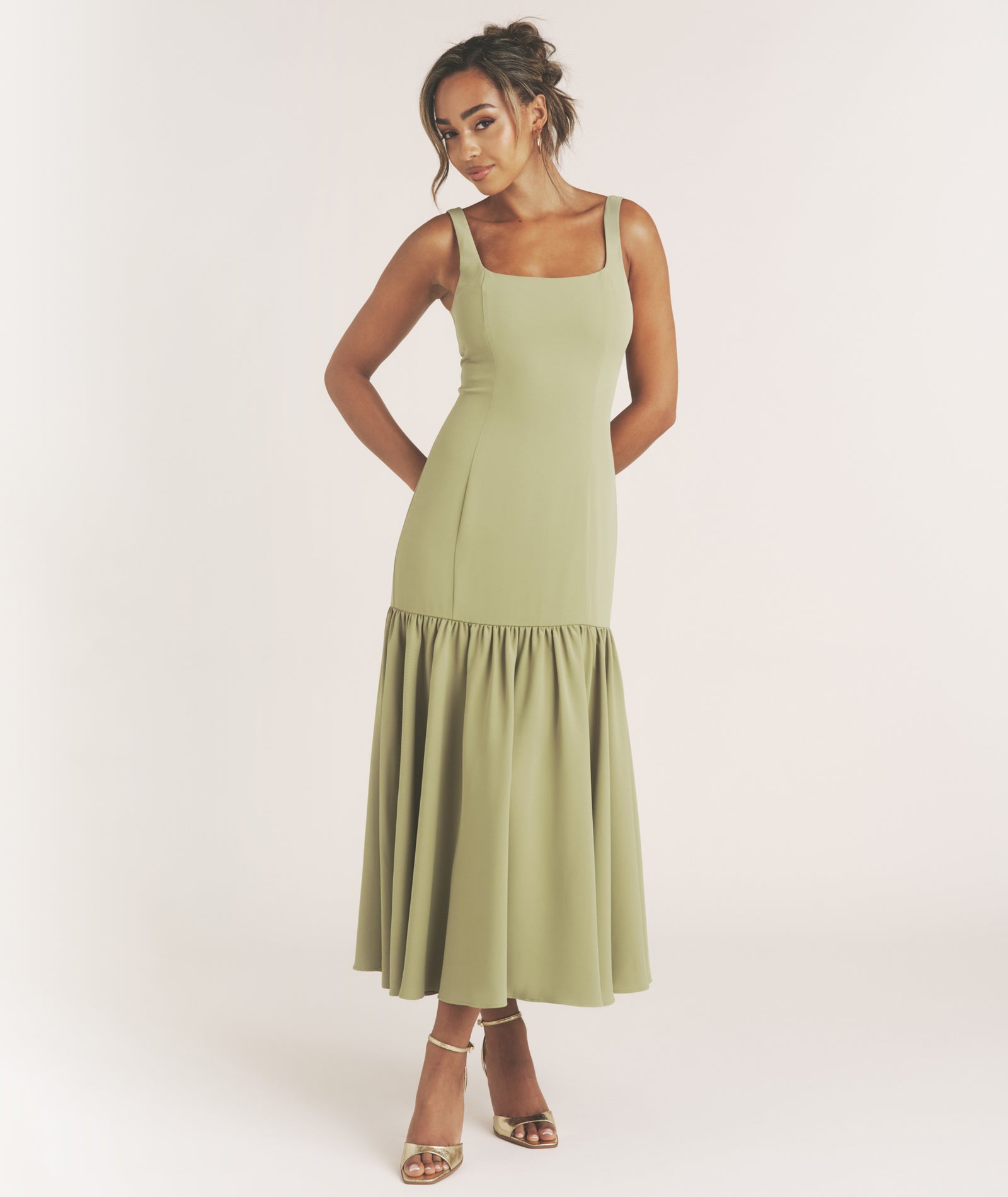dena drop waist midi dress Nahla Red Drop Waist Midi Dress with Buttons