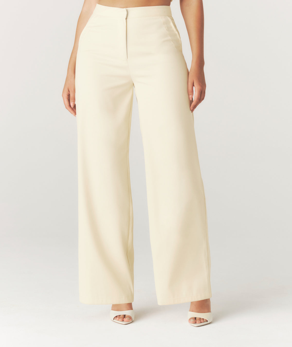 Tailored Wide Leg Trousers - Lemon