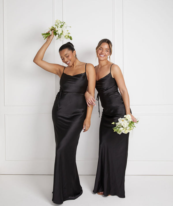 Black Cami Cowl Bridesmaid Dress