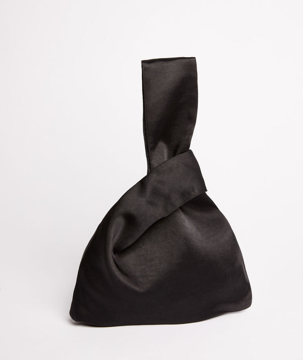 Black satin pouch bag