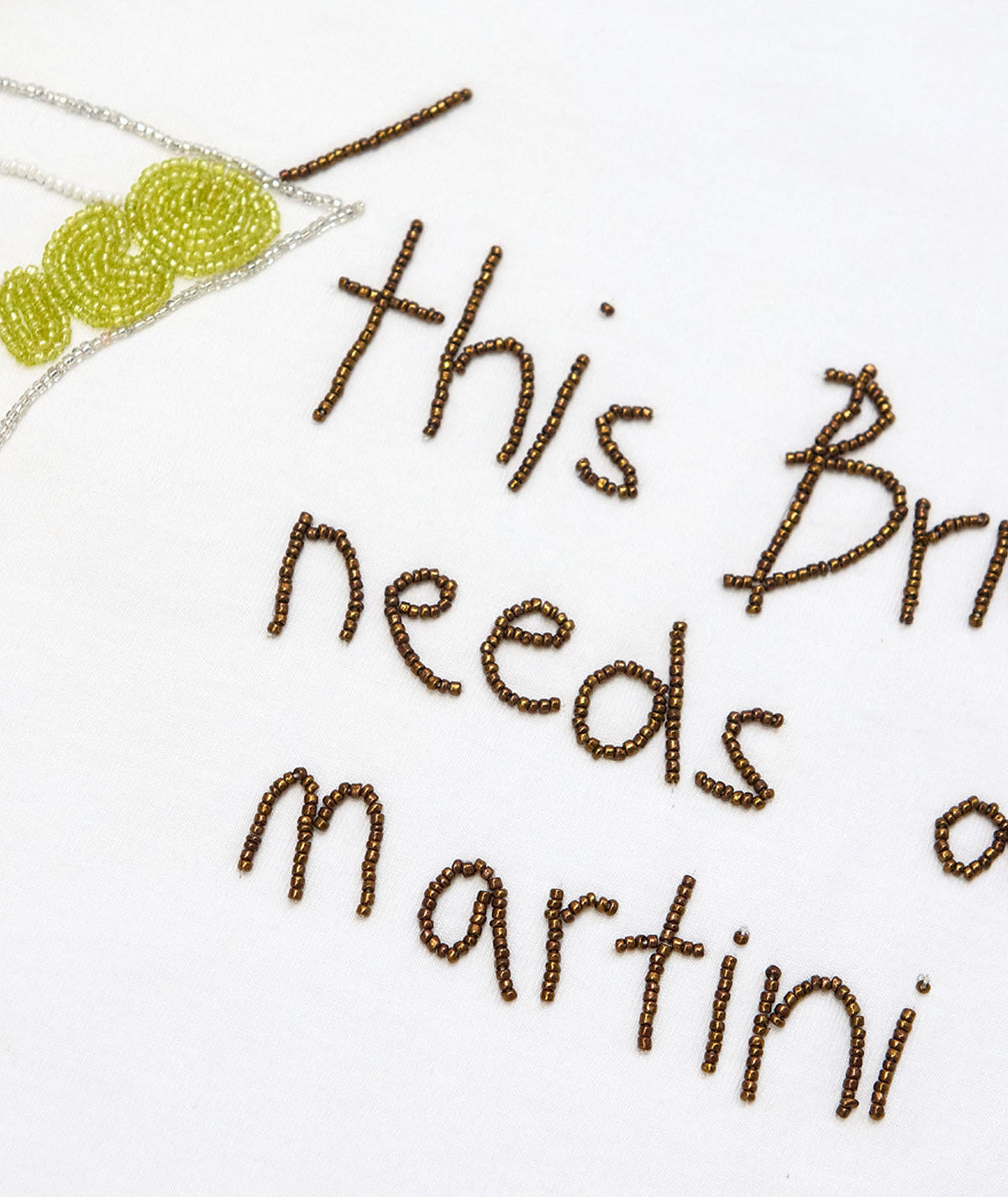 Bride Needs a Martini Beaded Tee - White