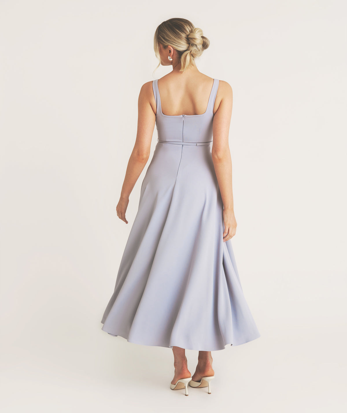 Margot Blue Square Neck Midi Dress