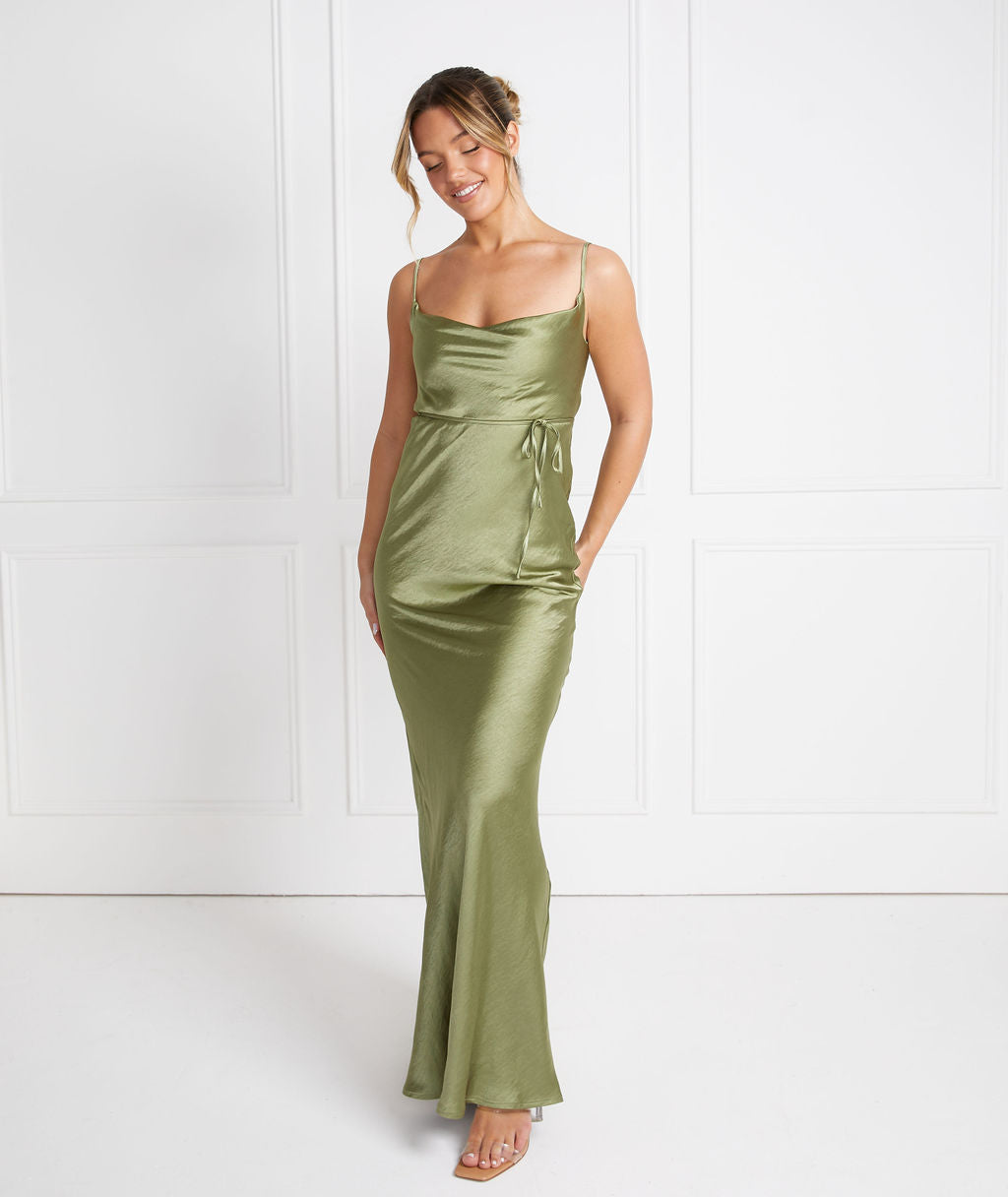 Moss Green Cami Cowl Bridesmaid Dress