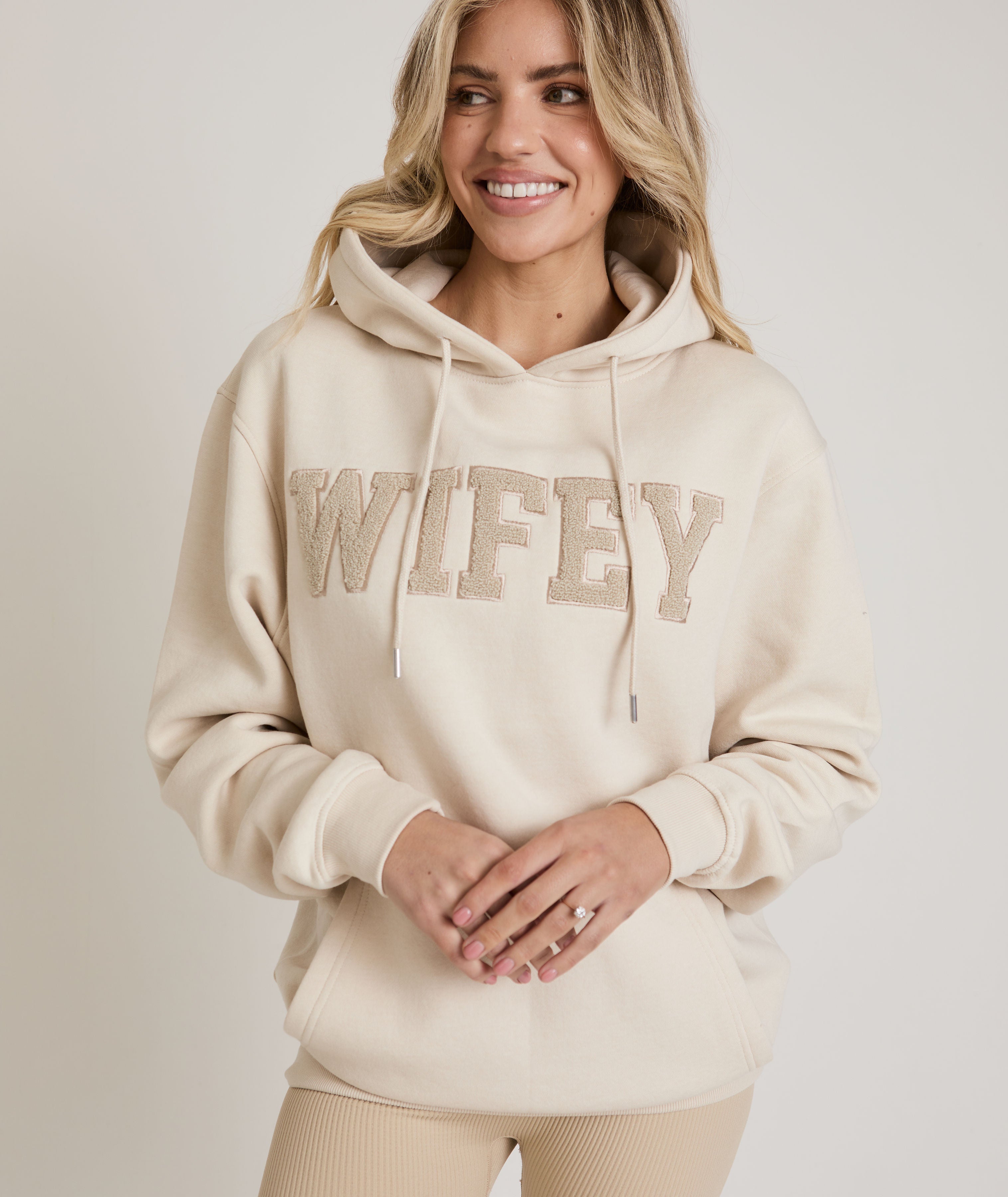 Wifey Teddy Hoodie - Champagne – Six Stories