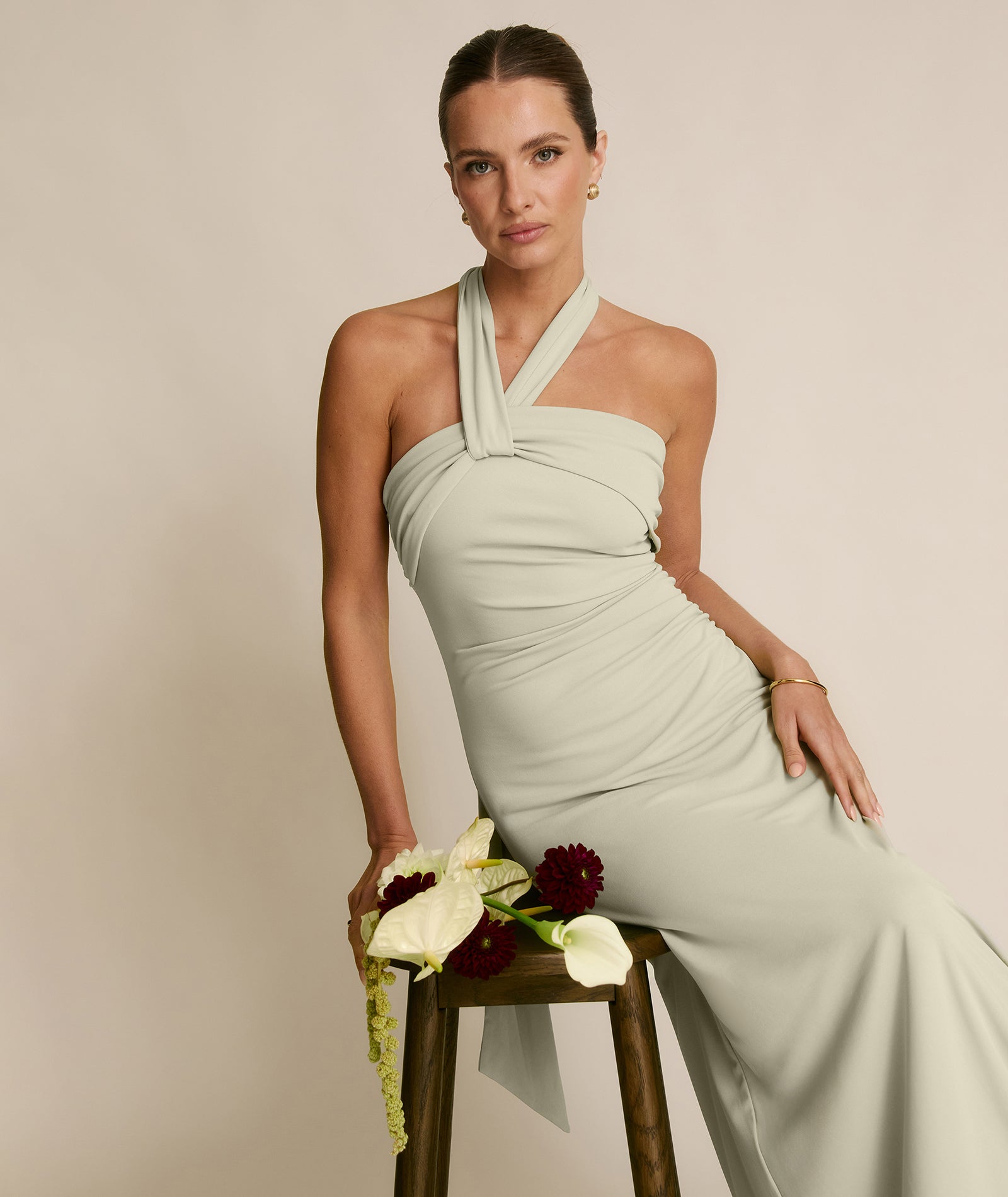 Halter Neck Stretch Sculpt Bridesmaid Dress