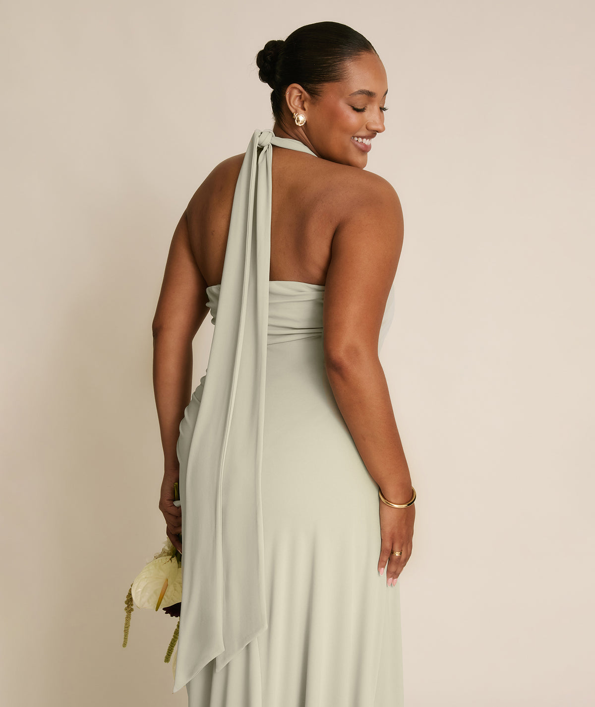Halter Neck Stretch Sculpt Bridesmaid Dress - Soft Sage