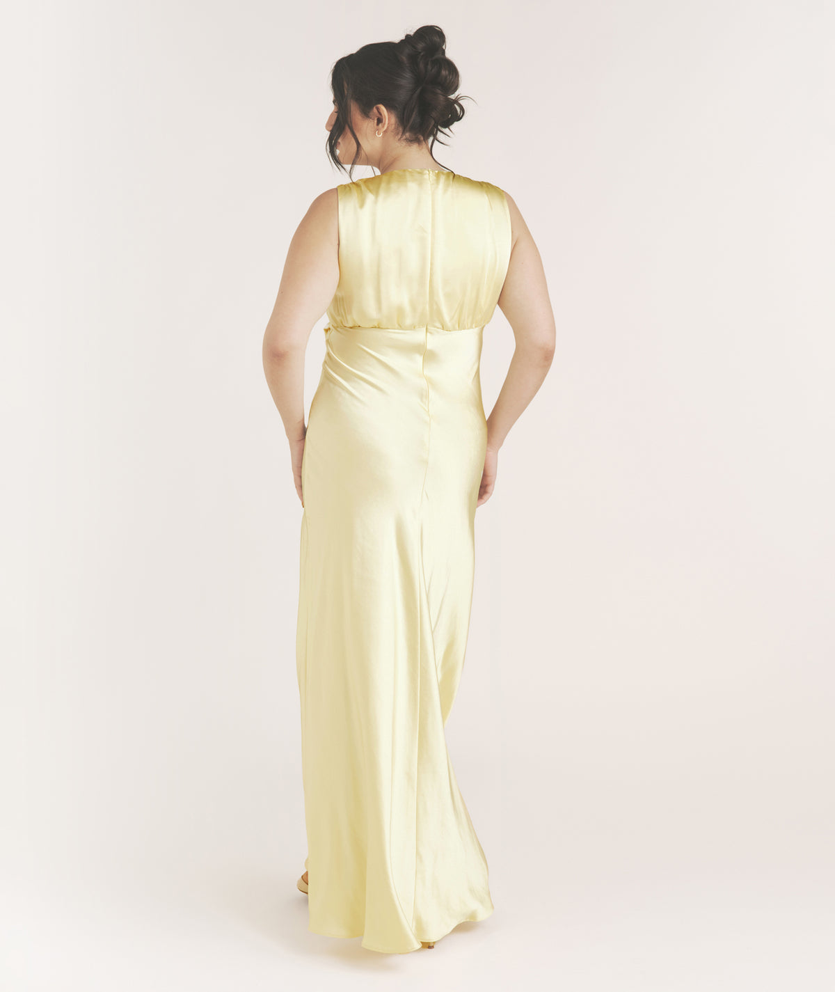 Drape Detail Satin Bridesmaid Dress - Butter Lemon