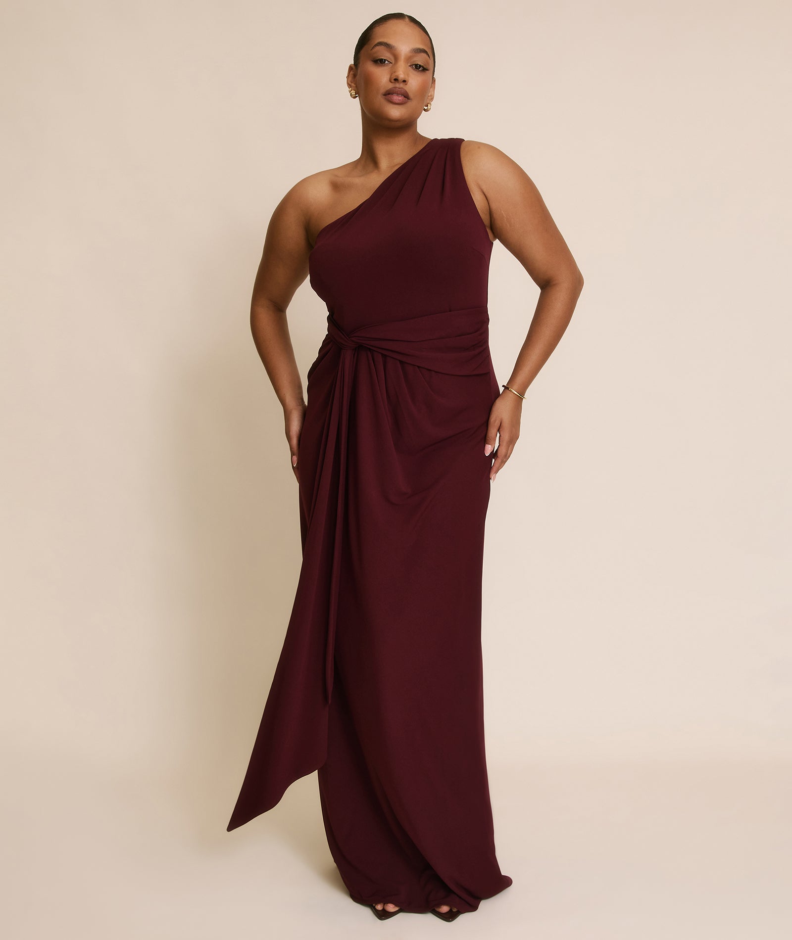 strapless open back dress One Shoulder Stretch Sculpt Bridesmaid Dress