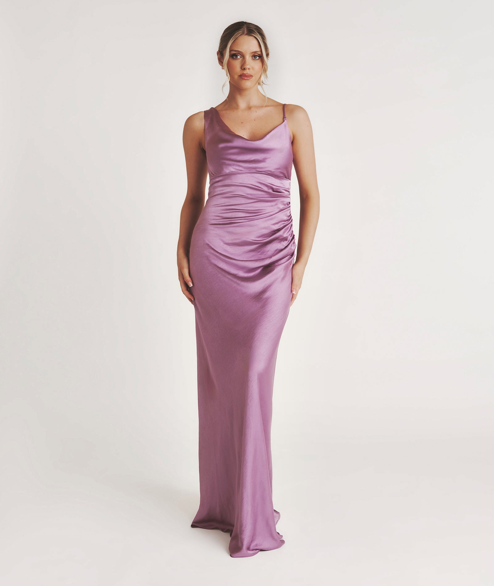 orchid bridesmaid dresses uk Chelsea Satin V Neck Bridesmaid Dress