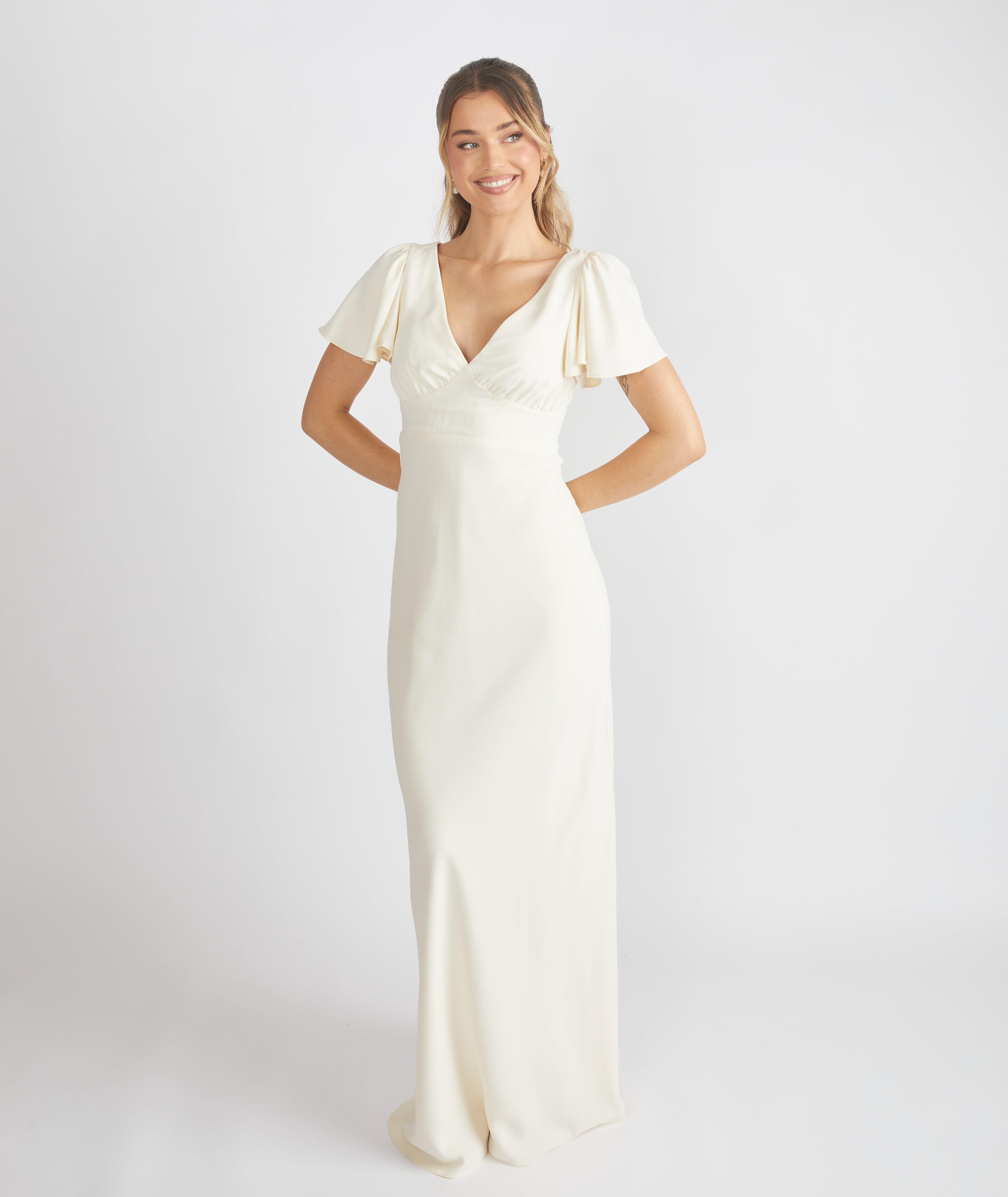 High Low Other Of The Bride Dresses For Wedding Ruffle Sleeves Tea