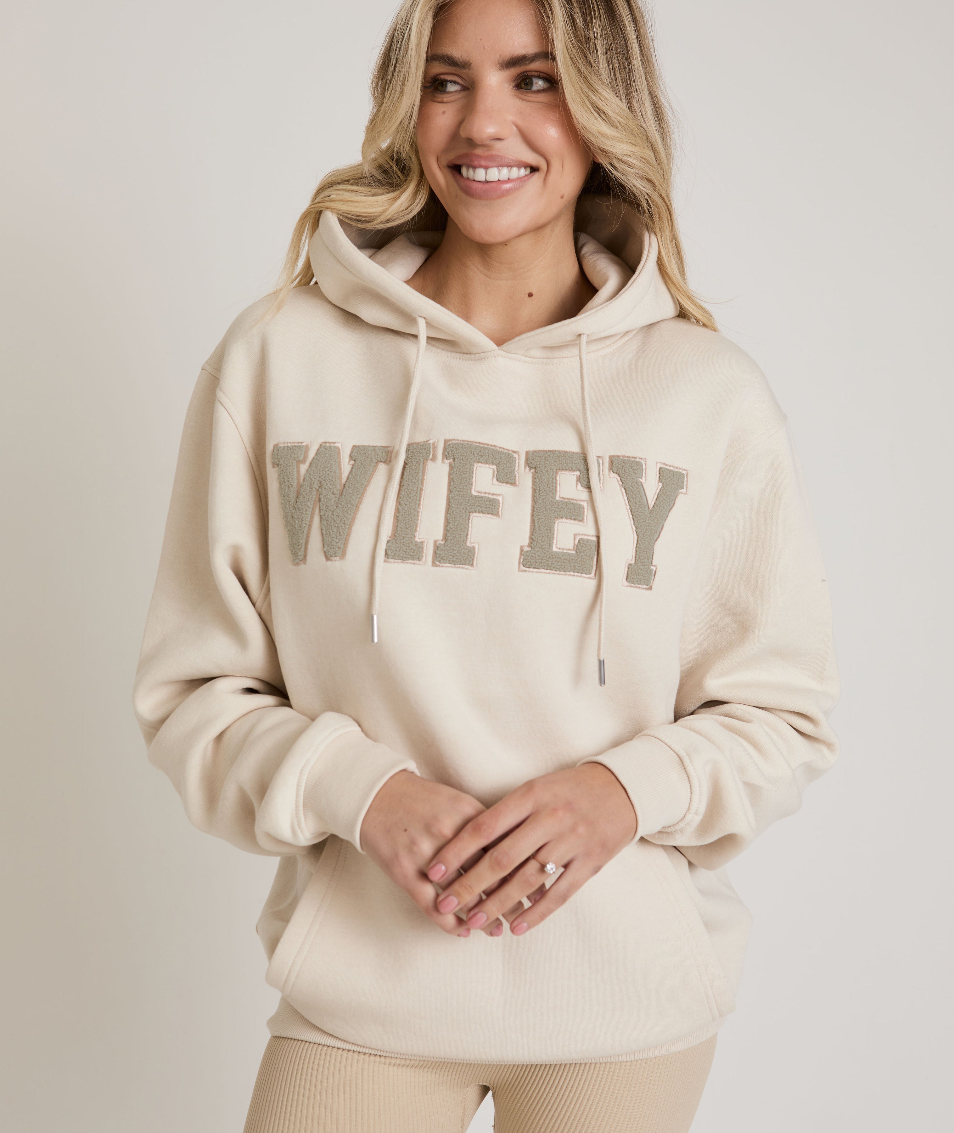 Wifey Teddy Hoodie - Champagne – Six Stories