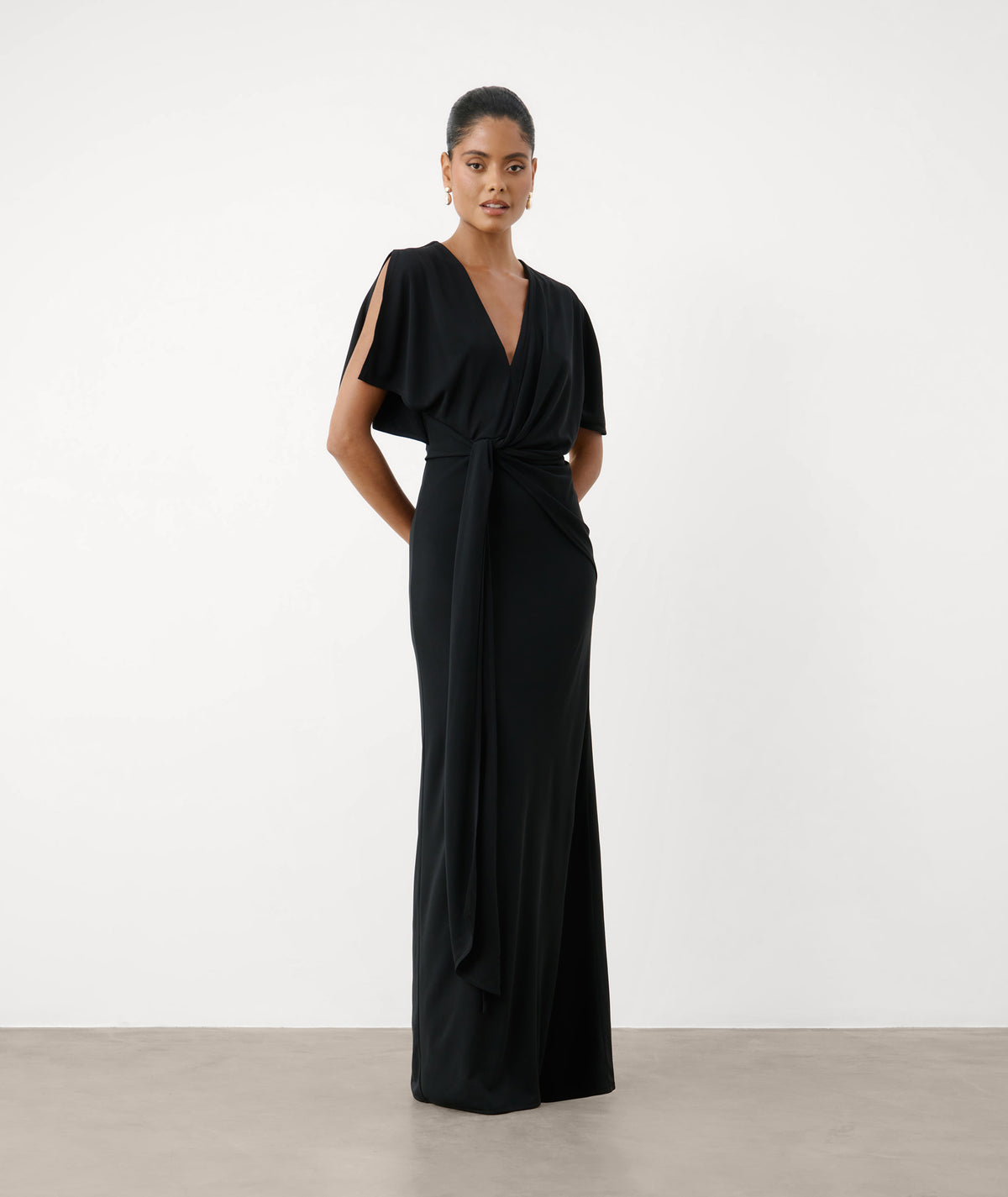 Wrap Over Sculpt Bridesmaid Dress - Black