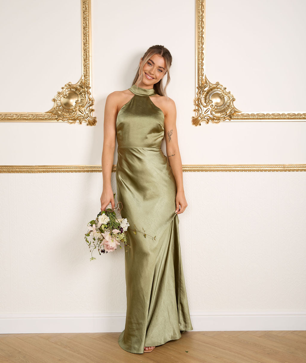 Halter Neck Satin Bridesmaid Dress