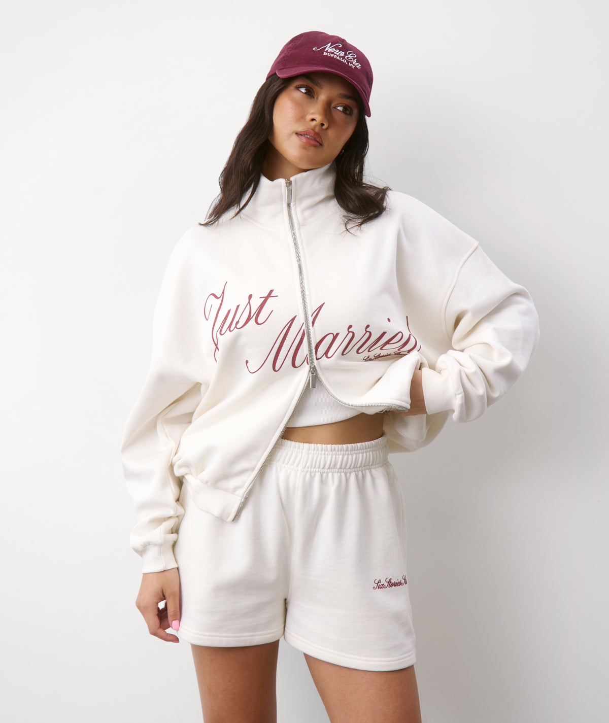 Just Married Zip Sweatshirt - Off White