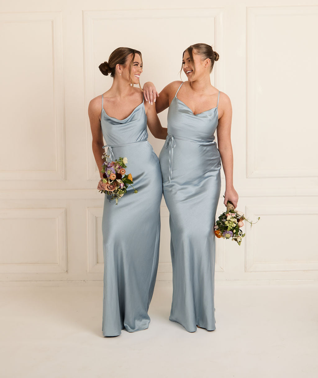 Cami Cowl Satin Bridesmaid Dress - Dusty Blue