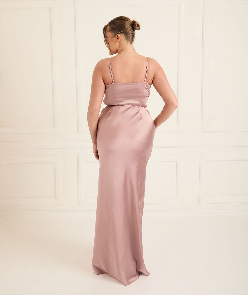 Cami Cowl Satin Bridesmaid Dress - Rose