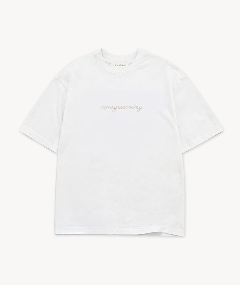 Honeymooning Beaded Tee - White