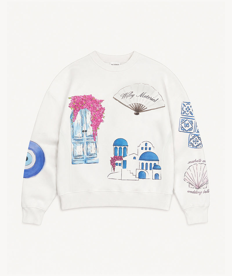 Greece Destination Sweatshirt - White