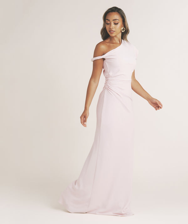 Asymmetrical Twist Detail Maxi Dress - Pink