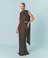Satin Bias Maxi Skirt - Chocolate