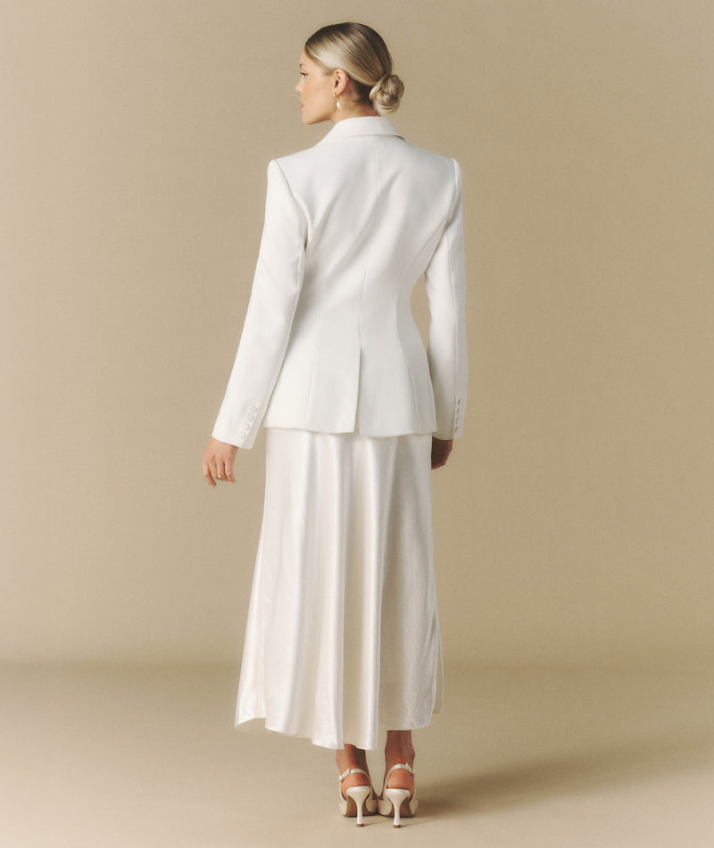 Midi Satin Skirt - Off White