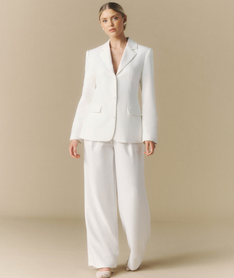 Cinched Tailored Bridal Blazer Off White - Main Image