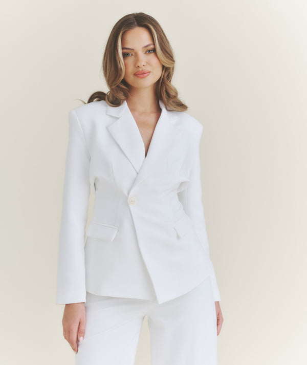 Asymmetrical Tailored Jacket - White