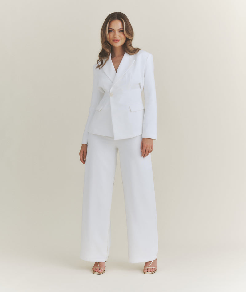 Asymmetrical Tailored Jacket - White