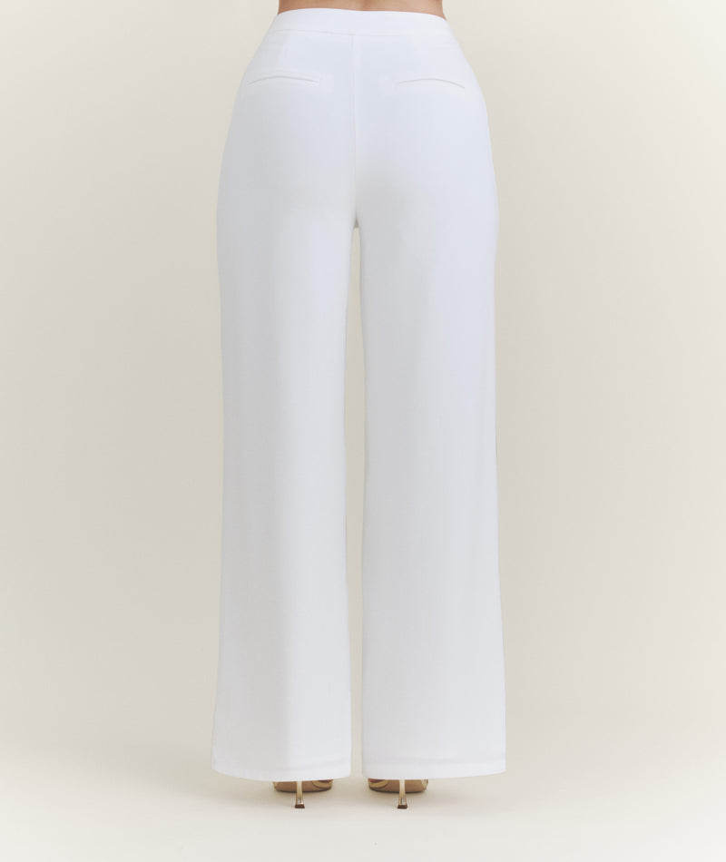 Wide Leg Tailored Trousers - White