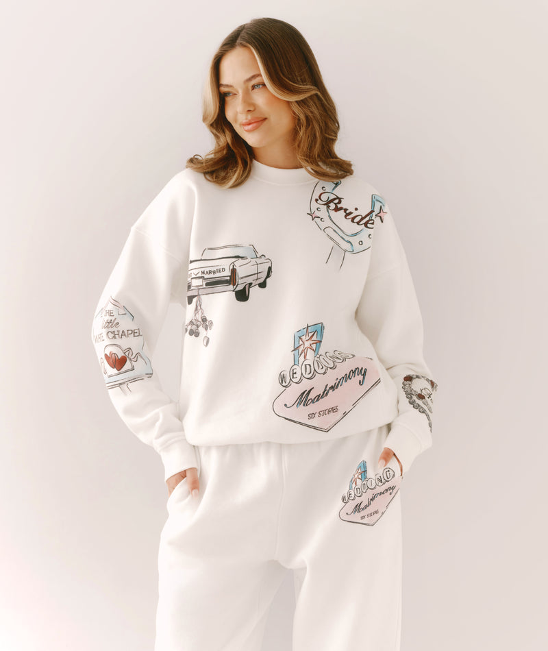Destination Bride Graphic Print Sweatshirt - White