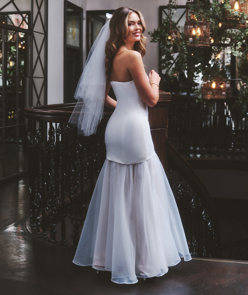 Bandeau Drop Waist Maxi Dress – White