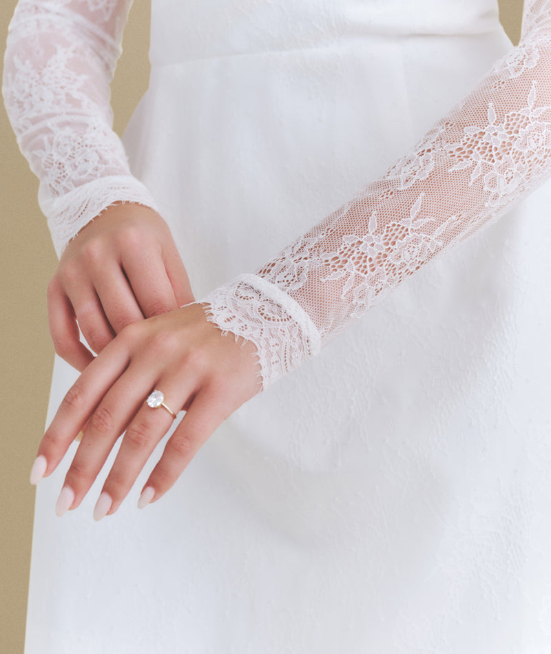 Lace Sleeve Cup Detail Mini Dress - White