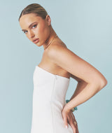 Textured Boned Bandeau Tailored Longline Top - White