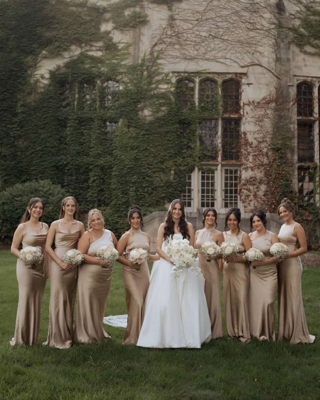 Cowl Back Satin Bridesmaid Dress - Champagne