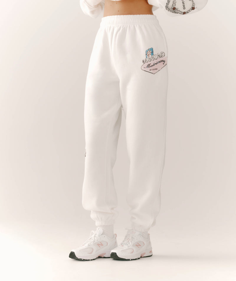 Destination Bride Graphic Print Sweatpants - White