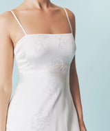 Floral Satin Jacquard Strappy Maxi Dress - Ivory