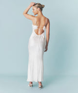 Floral Satin Jacquard Strappy Maxi Dress - Ivory