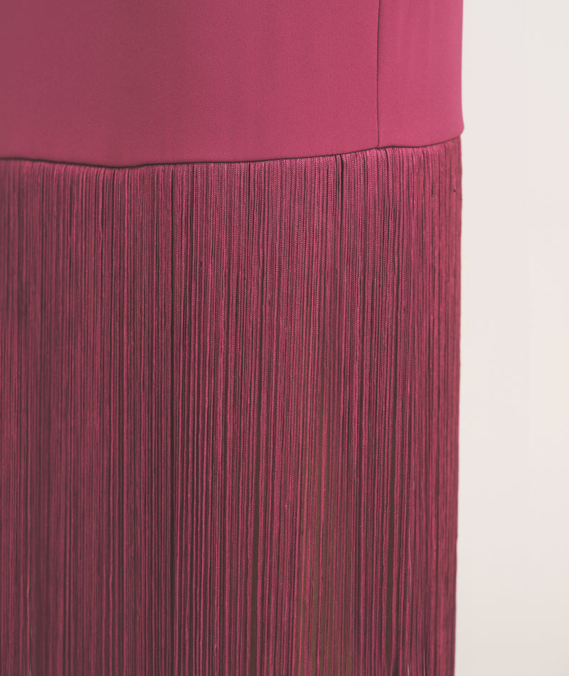 Fringe Bandeau Maxi Dress - Raspberry Pink