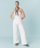 Textured Boned Bandeau Tailored Longline Top - White