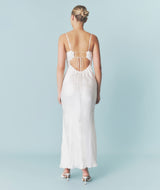 Floral Satin Jacquard Strappy Maxi Dress - Ivory