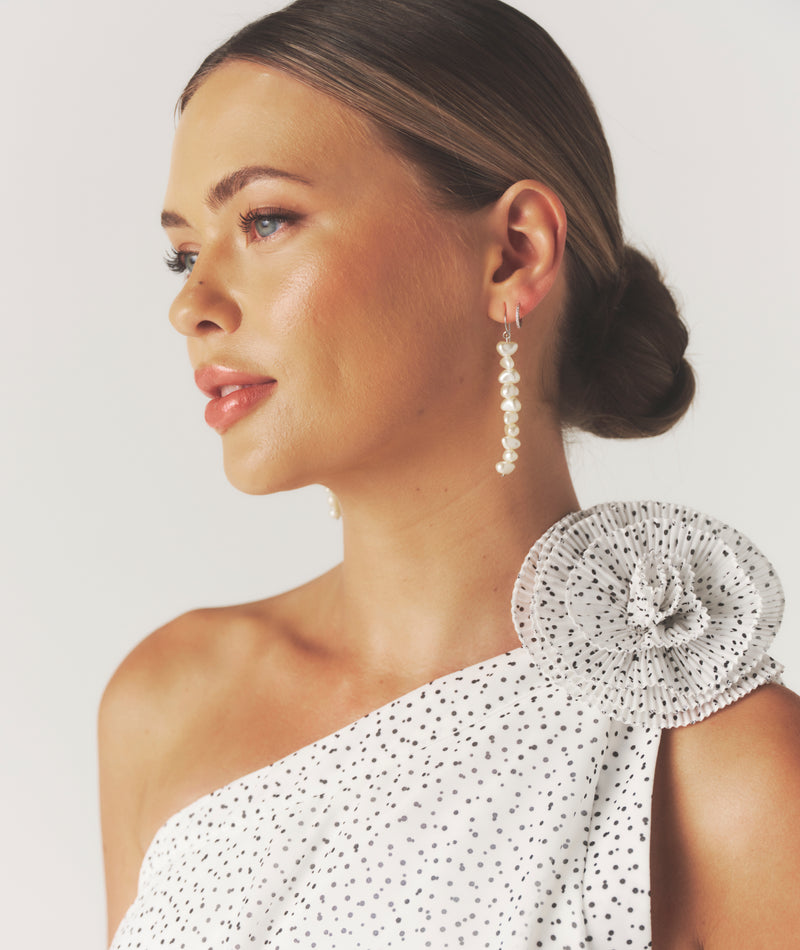 Amora Polka Corsage Tiered Maxi Dress - White