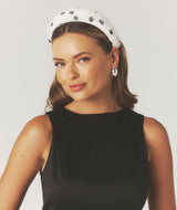 Mesh Printed Chunky Head Band - White Polka Dot