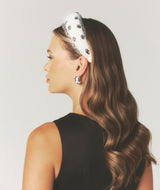 Mesh Printed Chunky Head Band - White Polka Dot