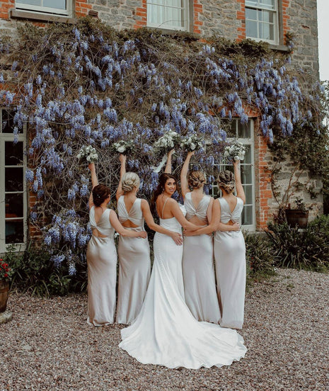 Cowl Back Satin Bridesmaid Dress - Champagne