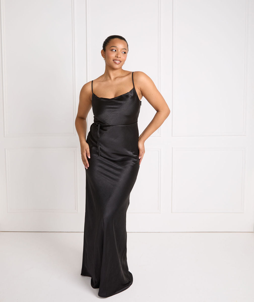 Cami Cowl Satin Bridesmaid Dress  - Rust