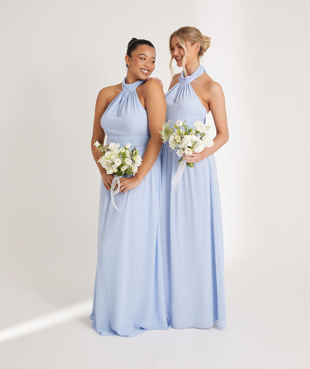 Halter Neck Chiffon Bridesmaid Dress - Cornflower Blue – Six Stories