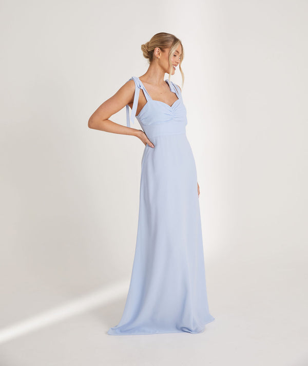 Bow Tie Shoulder Chiffon Bridesmaid Dress