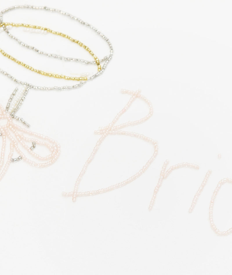 Bride Champagne Coupe Beaded Tee - White