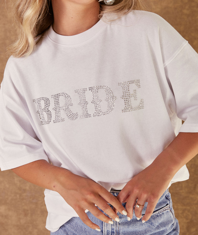 Rhinestone Bride Tee - White